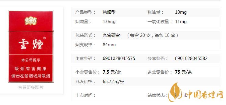 云煙紅盒硬盒多少錢(qián)一包2020價(jià)格