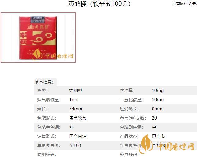 黃鶴樓辛亥100系列香煙價(jià)格 黃鶴樓辛亥100系列多少錢(qián)2021