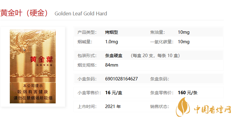 黃金葉（硬金）多少錢一包 黃金葉（硬金）價(jià)格參數(shù)一覽。